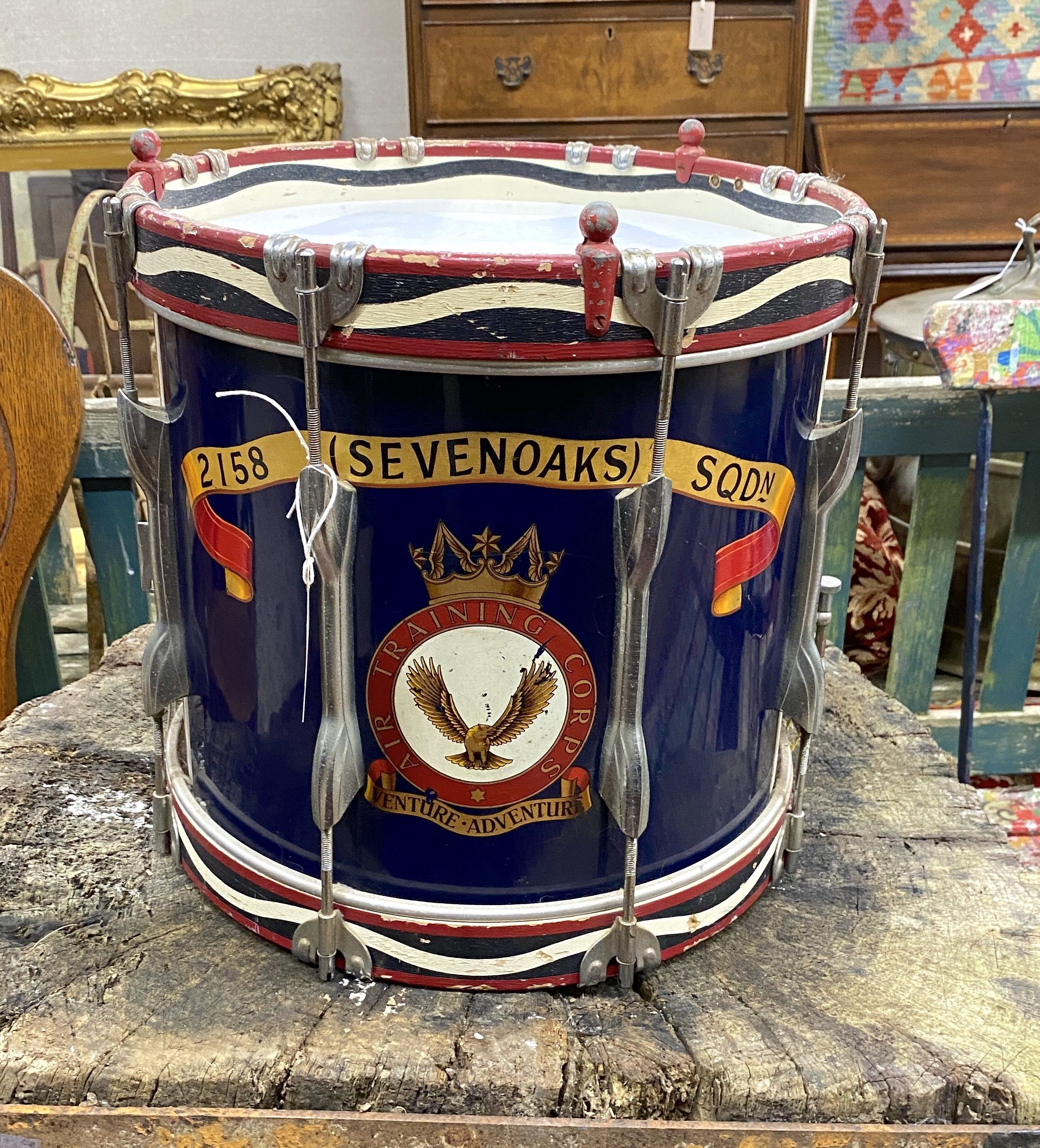 A 2158 Sevenoaks squadron marching drum, diameter 38cm, height 37cm